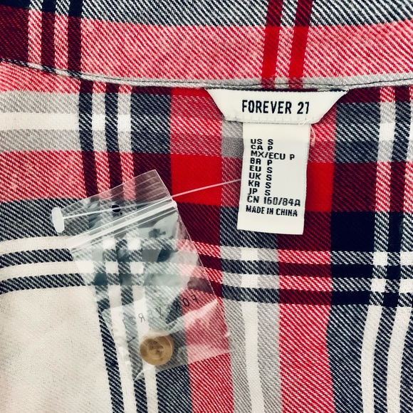 F-21 super soft red plaid button down top - New - Picture 13 of 15